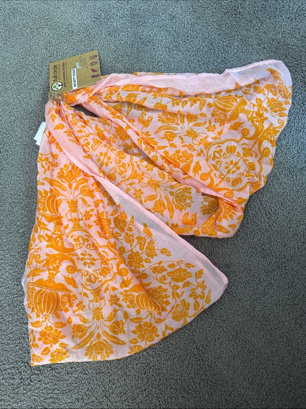 Infinity Scarf. Peach & Orange by Full Circle Exchange. Signed by the Artisan!